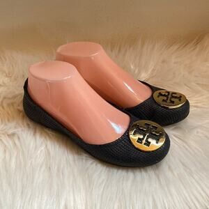 Tory Burch textured leather black ballet flats Size 6
